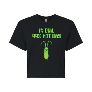 Women's - SpongeBob SquarePants - Plankton One Percent Evil Cropped Graphic T-Shirt - 1 of 4