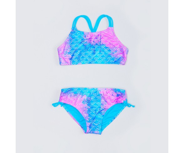 Breaking Waves Girls' High Neck and Side Tab Bikini Set - 4