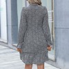 Anna-Kaci Women's Long Sleeve Mini Dress with Keyhole Tie Neck Ruffle Hem and Belted Waist Detail - 4 of 4