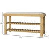 Bamboo Shoe Storage Bench, 3-Tier Entryway Bench with Cushion, Shoe Organizer for Entryway, Hallway - 3 of 4