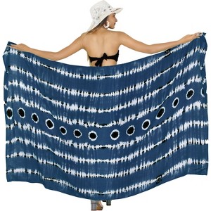 LA LEELA Women's Beachwear Summer Beach Wrap Bikini Wraps Sarong Swimwear Swim Cover Up Skirt Swimsuit Pareo Coverups for Women One Size Blue,Tie Dye - 1 of 4