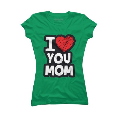 Junior's Design By Humans I Love You Mom Heart By solon2020 T-Shirt