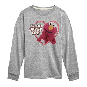 Boys' - Sesame Street - Elmo Loves You -Toddler and Youth Long Sleeve T-Shirt Long Sleeve Graphic T-Shirt - 1 of 3