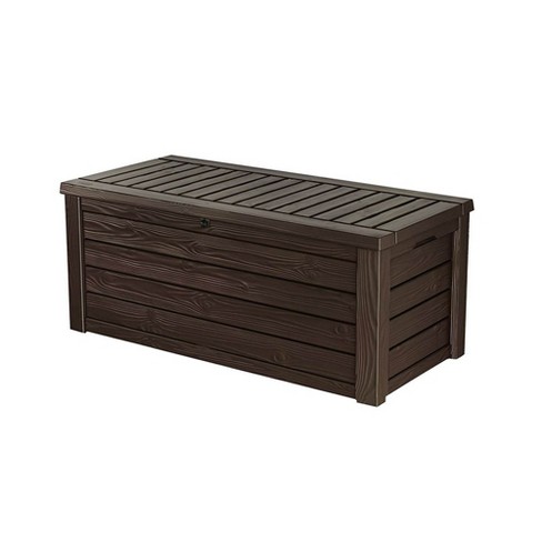 Keter Westwood 150 Gallon All Weather Outdoor Patio Storage Deck Box and Bench Espresso Brown