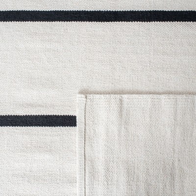 Ivory & Black Hand-Crafted Cotton Flat Weave Reversible Rug