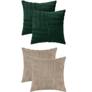 REGALWOVEN 4 Pcs Solid Corduroy Modern Throw Pillow Covers 18" x 18" - 1 of 4