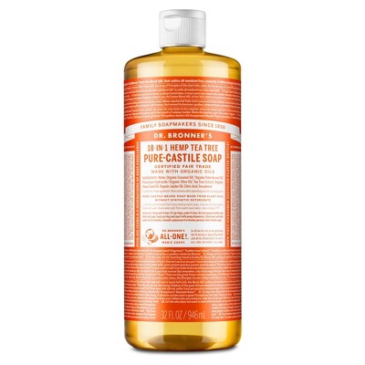 Dr Bronners Pure-Castile Soap, Hemp Tea Tree, 18-in-1 - 32 fl oz