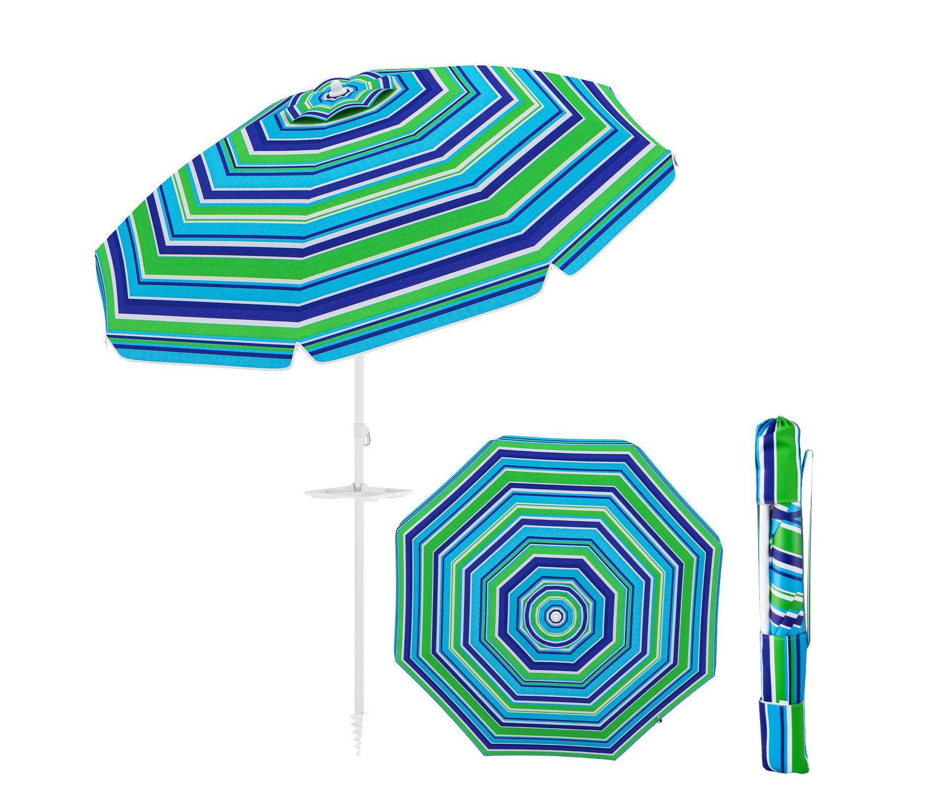 Tangkula 6.5 FT Beach Umbrella for Sand Heavy-Duty Sunshade Parasol w/ Sand Anchor
