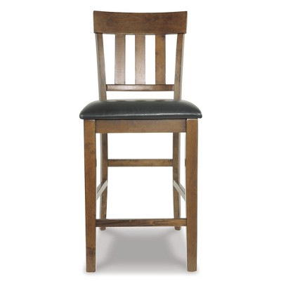 Ralene Medium Brown Faux Leather Counter Height Barstools, Set of 2