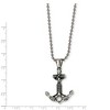 Black Bow Jewelry Polished and Antiqued CZ Anchor Necklace in Stainless Steel, 20 Inch - 2 of 4
