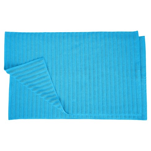 PiccoCasa Microfiber Striped Bathroom Rugs Shaggy Soft Thick and Absorbent  Bath Mat Turquoise 20x31