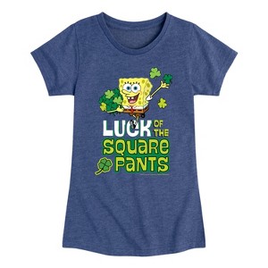 Girls' - SpongeBob Squarepants - Luck Of The Square Pants Fitted Short Sleeve Graphic T-Shirt - 1 of 4