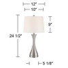 360 Lighting Koncave 24 1/2" High Modern Table Lamps Set of 2 Silver Brushed Nickel Finish Metal White Shade Living Room Bedroom Bedside Nightstand - 4 of 4