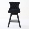 PAGED Bar Stools Set of 2 Modern Swivel Velvet Barstools with Button Tufted Back and Wooden Legs for Bar, Kitchen - 4 of 4
