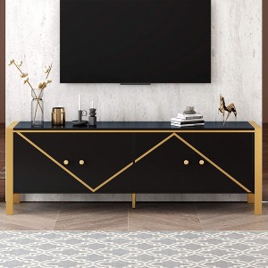 ORRD Modern Minimalist TV Stand for TVs up to 75 Inches, Entertainment Center Media Console Cabinet with 2 Spacious Cabinets for Living room - 1 of 4