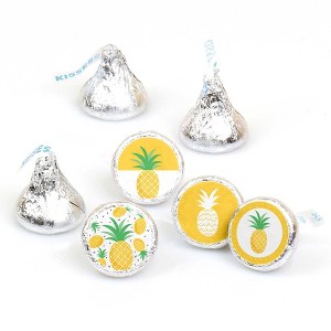 Big Dot of Happiness Tropical Pineapple - Summer Party Round Candy Sticker Favors - Labels Fits Chocolate Candy (1 sheet of 108) - 1 of 4