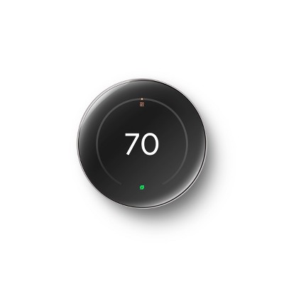 Polished Silver Smart Thermostat with Temperature Sensor