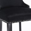 INFURNIC Counter and Bar Stools Velvet Wing Back Barstools with Tufted Back and Chrome Nailhead Trim for Kitchen, Black, 22"*19"*37" - 4 of 4