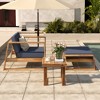 3-Piece Outdoor Patio Lounge Set, Acacia Wood Armchair with Ottoman and Side Table, Weather-Resistant Cushioned Seating - ModernLuxe - 2 of 4