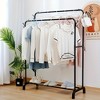 QingMoon Floor-Standing Coat Rack, Balcony Storage Rack, Double Pole Metal Drying Rack with Double Shelves for Dressing Room and Bedroom - 3 of 4