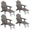 Sonkuki 4-Piece Folding Adirondack Chair with Retractable Ottoman, Fire Pit Patio Chair with Cup Holder Lawn Outdoor Lounge Chair - 2 of 4