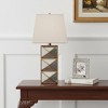 HomeRoots 28" Distressed Gold And Silver Metal Bedside Lamp With Beige Shade - 2 of 4