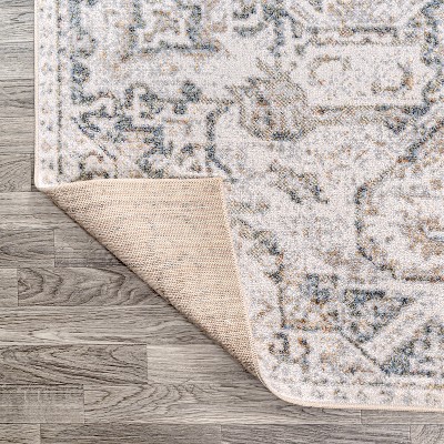 Gray Medallion 5 x 8 Washable Synthetic Area Rug