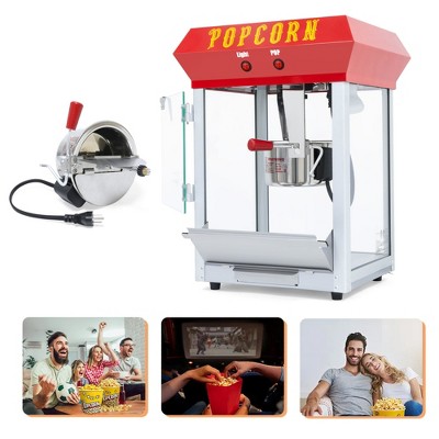 Munora Kaitu 6-Ounce Popcorn Machine - Bar Style Popper with Warming Deck & Stainless Steel Accessories - Red