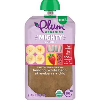 Plum Organics Mighty Protein & Fiber Banana White Bean Strawberry & Chia Baby Food Pouch - 4oz
