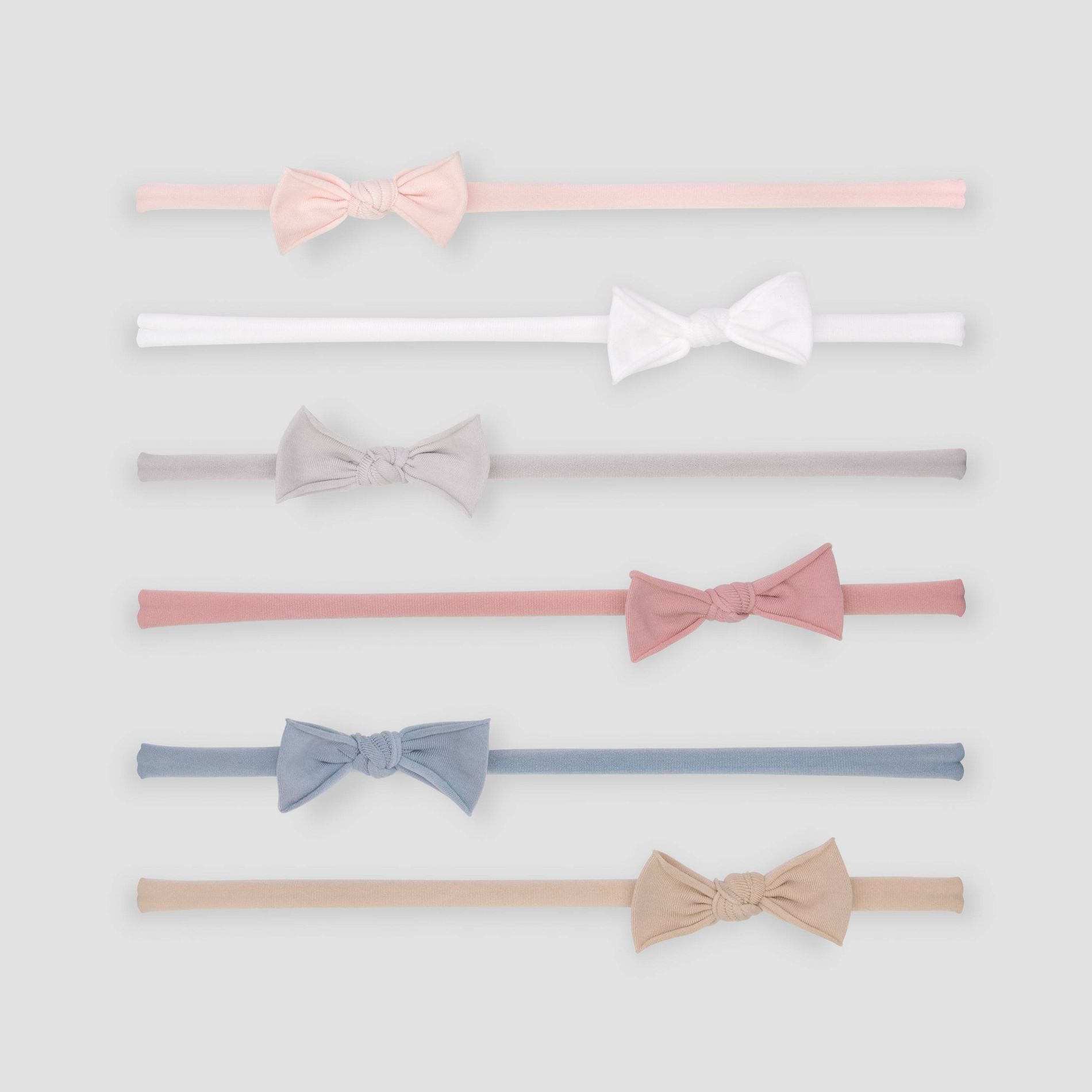 Carter's Just One You® 6pk Baby Girls' Nylon Bow Headwrap - 0-12M: Solid Polyester Headbands
