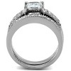 Slickblue Women's Polished Stainless Steel Ring with 6.6mm Clear CZ, Square Pave Design, Size 5-10 - 3 of 4