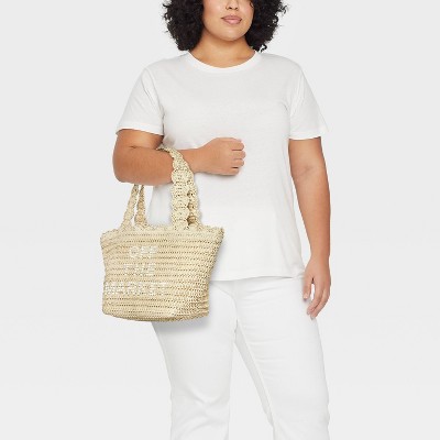 A New Day Straw Embellished Bridal Tote Bag - A New Day™ Natural — фото 2
