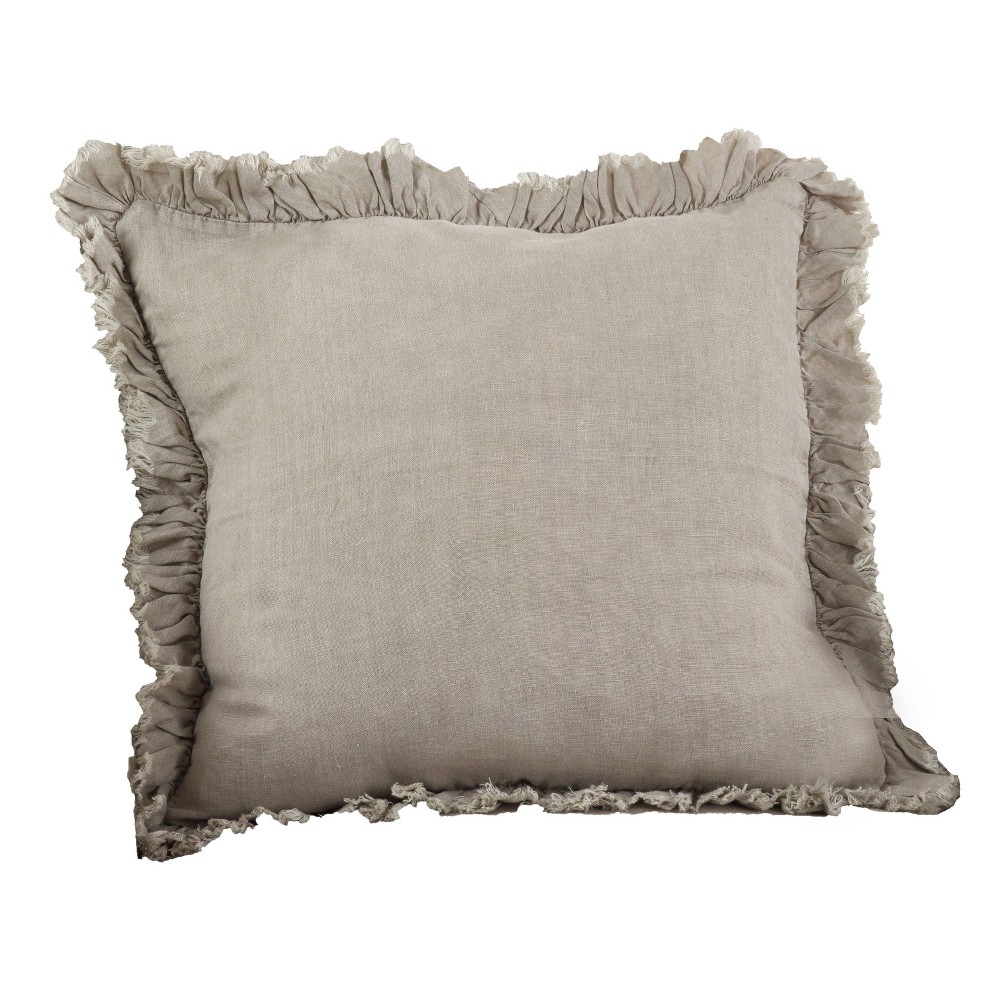 Photos - Pillow 20"x20" Down Filled Ruffled Design Throw  Natural - Saro Lifestyle
