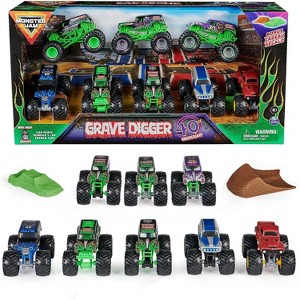 Monster Jam, Grave Digger 40th Anniversary 8-Pack Monster Trucks with Bonus Accessories, 1:64 Scale, Kids Toys for Boys and Girls 3 and up - 1 of 4