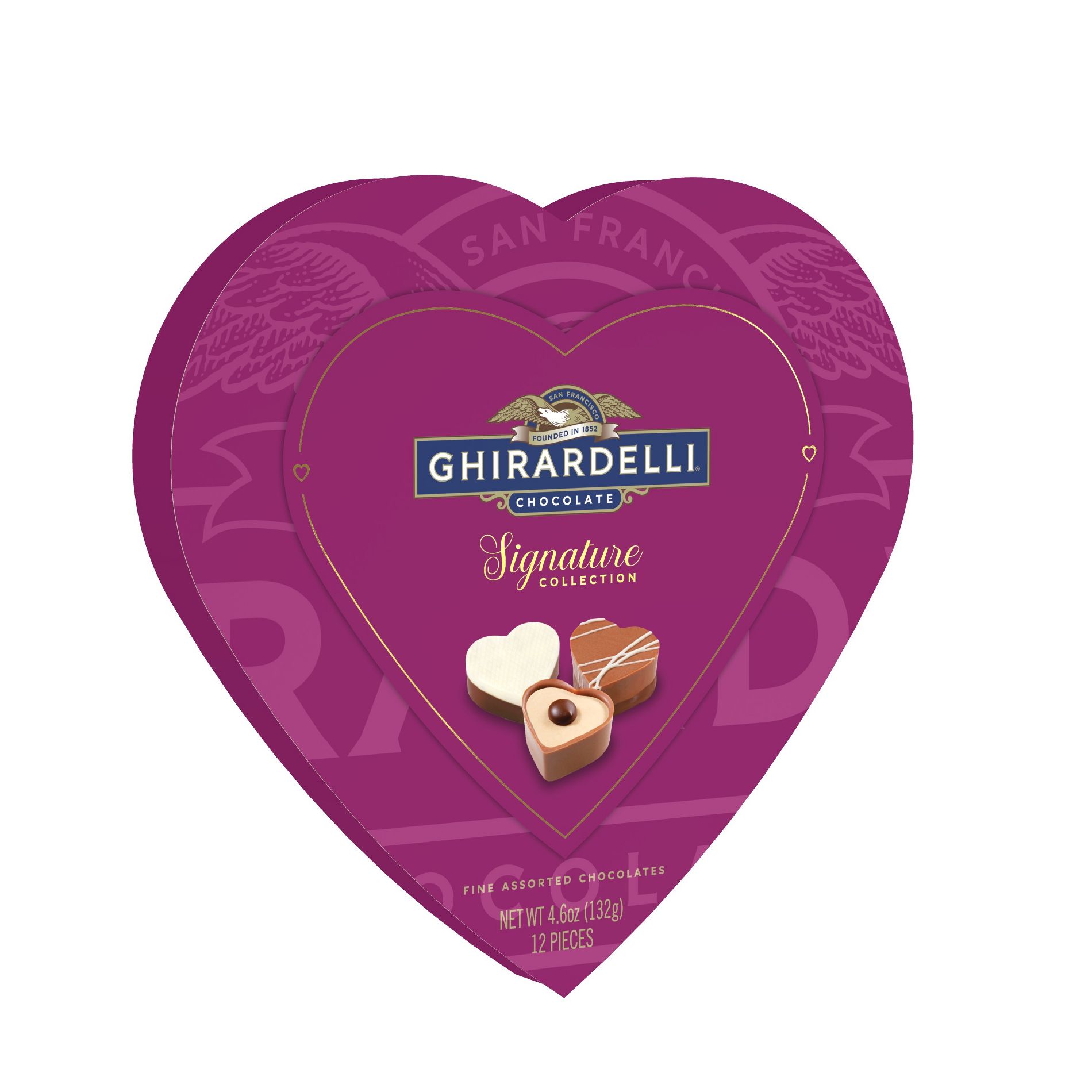 Ghirardelli Valentine's Signature Collection Fine Assorted Chocolates Heart Shaped Box Gift Candy - 4.6oz