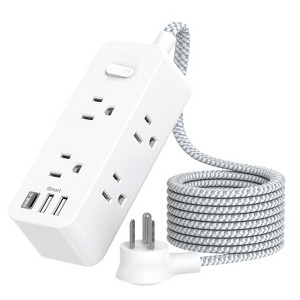 Itopfox Power Strip Surge Protector with 6 Outlets & 3 USB Ports (1 USB-C), 5Ft Extension Cord, 3-Side Design, Wall Mount, Compact for Travel, Home - 1 of 4