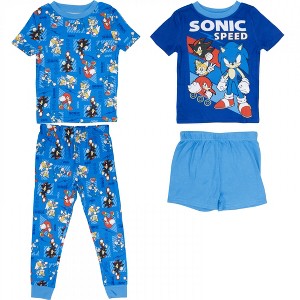 Kids Sonic the Hedgehog Speed 4-Piece Pajama Set - Size 8 - 1 of 4