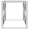 vidaXL Coffee Table 43.3 in.x17.7 in.x17.7 in. Stainless Steel and Glass - 4 of 4