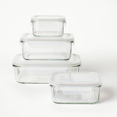 8pc  Glass Food Storage Container Set Clear - Figmint™