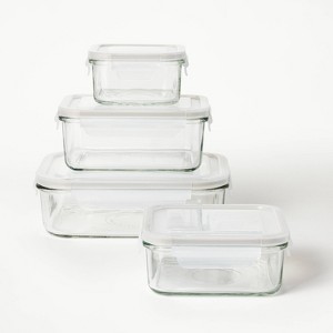 8pc (Set of 4) Glass Food Storage Container Set Clear - Figmint™: Freezer, Dishwasher & Microwave Safe - 1 of 4