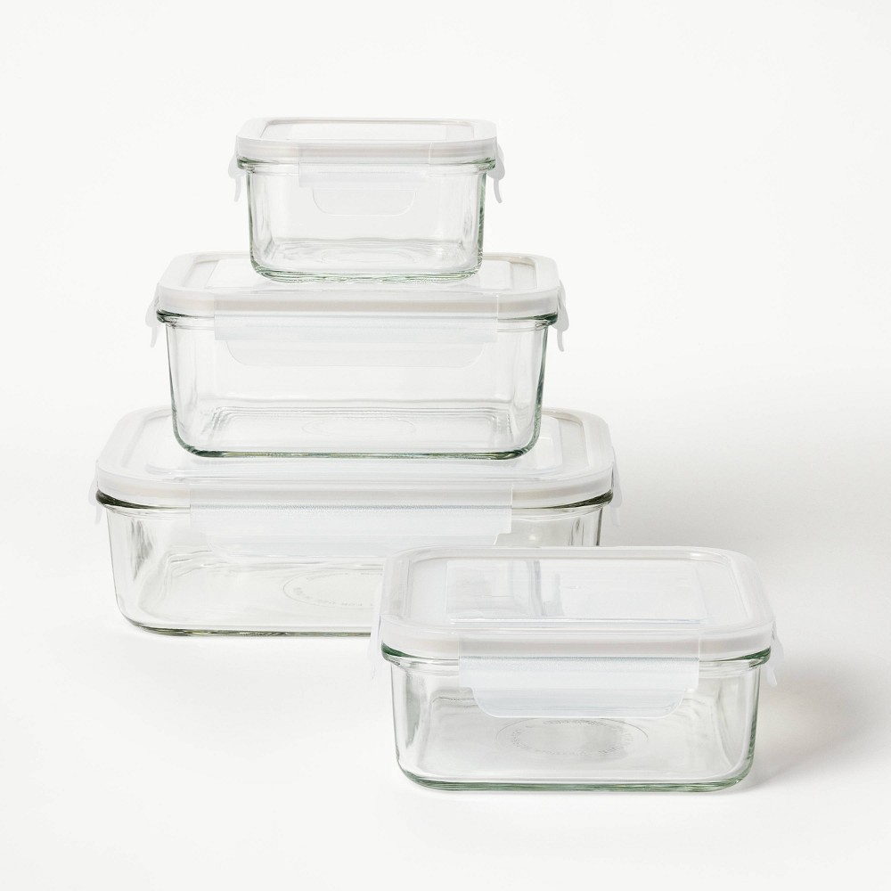 Photos - Food Container 8pc  Glass Food Storage Container Set Clear - Figmint™(Set of 4)