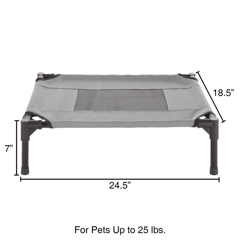 Elevated Dog Bed - 24.5x18.5-Inch Portable Pet Bed with Non-Slip Feet - Indoor/Outdoor Dog Cot or Puppy Bed for Pets up to 25lbs by PETMAKER (Gray), 2 of 9