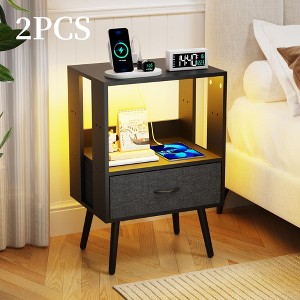 Dolonm 2 Pack Nightstand with Charging Station & Remote LED, 3  Drawers Bedside Table (UL/EPA Certified) - 1 of 4