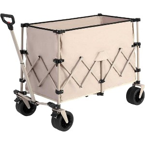 RISOKEYS Collapsible Wagon 220lbs Capacity,300L with Big All-Terrain Beach Wheels & Automatic Rebound Handle for Camping,Gardening,Shopping - 1 of 4