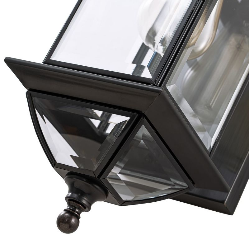 C Cattleya 18.25 in. Dark Bronze Finish Brass Outdoor Hardwired Wall Lantern Sconce with Clear Tempered Glass, 5 of 10