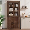 Tall Kitchen Pantry, Pantry Storage Cabinet with 2 Glass Doors & Adjustable Shelves, Farmhouse Freestanding Pantry Cupboard - 4 of 4