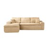XIZZI No Assembly Sectional Sofa Set w/ Chaise - Plush/Corduroy Fabric, High-Resilience Foam, Beige/Black/Gray - Ships Compressed & Ready to Use - 2 of 4