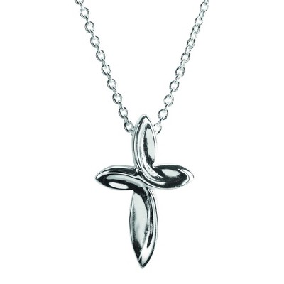 Dicksons Flowing Water Cross Women's 18 Inch Silver Tone Metal Plated Pendant Necklace