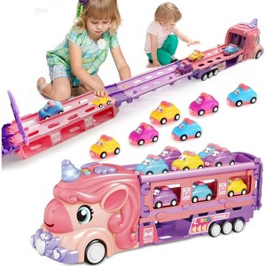 Princess Unicorn Transport Truck with 6 Vehicles Deforming Track Set for Girls 2-7 - 1 of 4