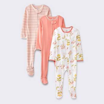 Baby Girls' 3pk Floral Sleep N' Play - Cloud Island™ Pink